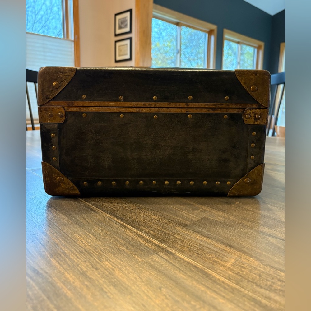 Vintage Black Suitcase with Brass Accents 20” x 13” x 7” - Picture 3 of 12
